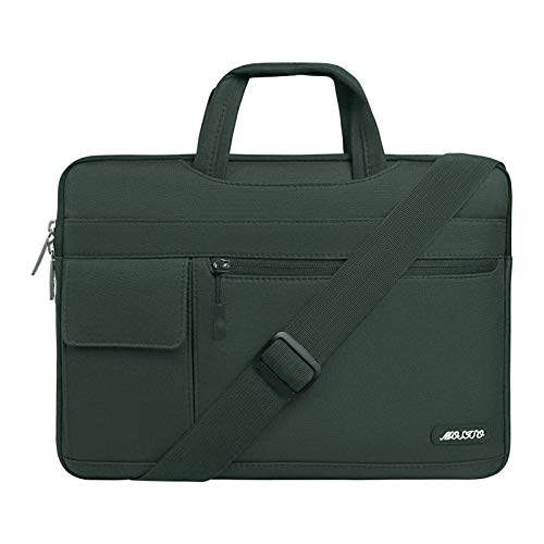 MOSISO Funda Protectora Compatible con 13-13.3 Pulgadas MacBook Pro/MacBook Air/Ordenador Portátil, Bolsa de Hombro Blanda Maletín Bandolera de Estilo Flap,Verde Medianoche