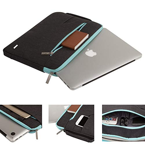 MOSISO Funda Protectora Compatible con 2019 2018 MacBook Air 13 A1932 Retina/2019-2016 Mac Pro 13 A2159 A1989 A1706 A1708,Bolsa de Hombro Blanda Maletín Bandolera con Asa Lateral,Negro & Azul Caliente