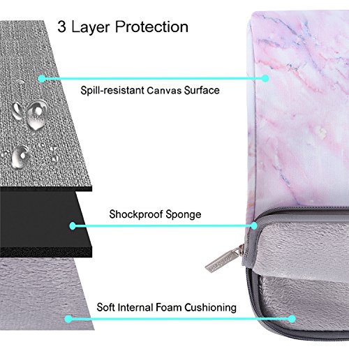 MOSISO Funda Protectora Compatible con 2019 MacBook Pro 16 A2141/15-15.6 MacBook Pro Retina/Surface HP Lenovo Acer ASUS de Portáti, Bolsa de Hombro Blanda Maletín Bandolera de Patrón Mármol, Rosa