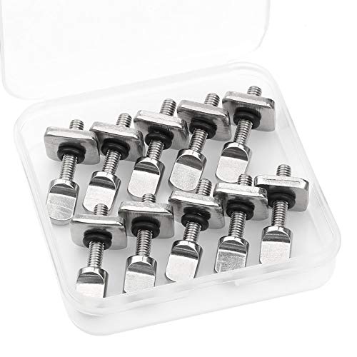 Mostfun Juego de 10 tornillos para aleta de tabla de surf con caja de plástico para SUP deslizante, tornillo y placa de aleta, color plateado Mostfun Juego de 10 tornillos para aleta de tabla de surf con caja de plástico para SUP deslizante, tornillo y placa de aleta, color plateado
