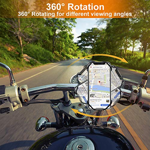 MOSUO Soporte Movil Bicicleta, Soporte Móvil Moto Universal Manillar de Silicona para Motocicleta MTB, 360° Rotación Agarre para iPhone XS XR X 8 Plus Samsung Galaxy Huawei y 4.0"-6.5" Smartphones