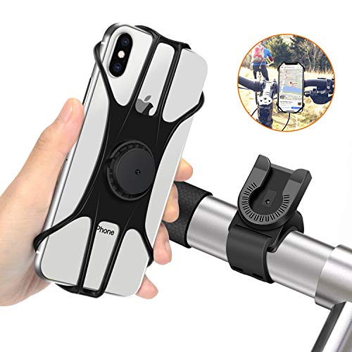 MOSUO Soporte Movil Bicicleta, Soporte Móvil Moto Universal Manillar de Silicona para Motocicleta MTB, 360° Rotación Agarre para iPhone XS XR X 8 Plus Samsung Galaxy Huawei y 4.0"-6.5" Smartphones