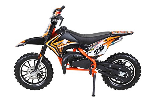 Moto de cross mini Gepard para niños, 49 cm³, 2 tiempos, incluye embrague tuning, carburador de 15 mm, fácil arranque, horquilla reforzada., naranja