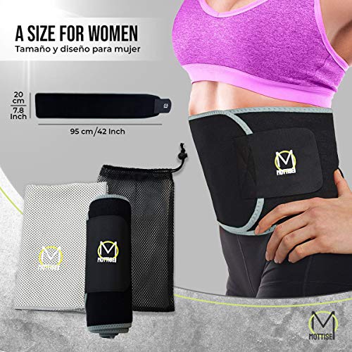 Mottise Sport Faja Reductora Adelgazante Mujer, Faja Deportiva, Faja Reductora Abdomen, Ayuda a Sudar. Incluye: Toalla (95 cm x 20 cm).