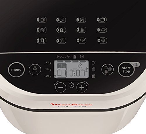 Moulinex OW2101Pain Doré - Panificadora 1Kg, pantalla LCD, 12 programas automáticos, bizcochos, masas, mermeladas y cremas avena, sin gluten, 3 opciones de tostado y peso, incluye libro de recetas Moulinex OW2101Pain Doré - Panificadora 1Kg, pantalla LCD, 12 programas automáticos, bizcochos, masas, mermeladas y cremas avena, sin gluten, 3 opciones de tostado y peso, incluye libro de recetas
