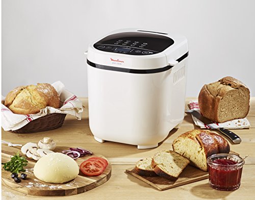 Moulinex OW2101Pain Doré - Panificadora 1Kg, pantalla LCD, 12 programas automáticos, bizcochos, masas, mermeladas y cremas avena, sin gluten, 3 opciones de tostado y peso, incluye libro de recetas