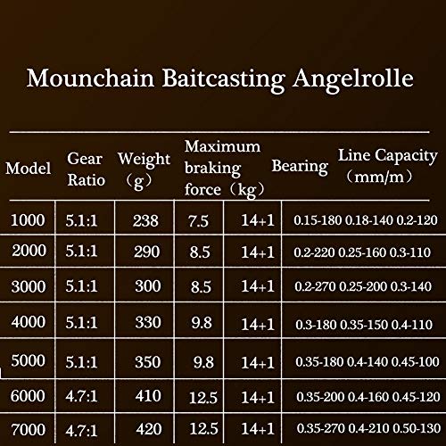 Mounchain Carretes de Pesca, Spinning Carrete Pesca para Carpas Marinas y de Agua Dulce 14 + 1 Rodamientos de Bolas Pesca Anticorrosión Agua Salada 4000