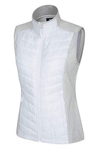 Mountain Warehouse Chaleco Action para Mujer - Cálido e Impermeable - Aislante Acolchado, para Primavera - Bolsillos con Cremalleras - Viajes, Senderismo, Camping Blanco 46