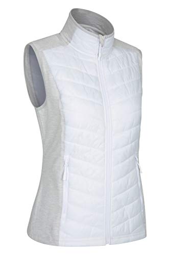 Mountain Warehouse Chaleco Action para Mujer - Cálido e Impermeable - Aislante Acolchado, para Primavera - Bolsillos con Cremalleras - Viajes, Senderismo, Camping Blanco 46 Mountain Warehouse Chaleco Action para Mujer - Cálido e Impermeable - Aislante Acolchado, para Primavera - Bolsillos con Cremalleras - Viajes, Senderismo, Camping Blanco 46