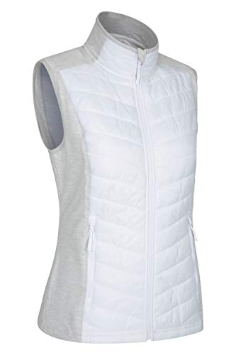 Mountain Warehouse Chaleco Action para Mujer - Cálido e Impermeable - Aislante Acolchado, para Primavera - Bolsillos con Cremalleras - Viajes, Senderismo, Camping Blanco 46