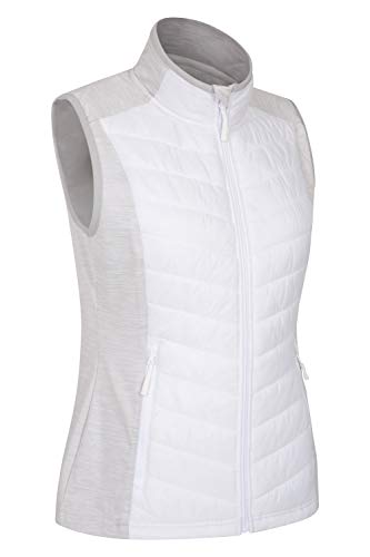 Mountain Warehouse Chaleco Action para Mujer - Cálido e Impermeable - Aislante Acolchado, para Primavera - Bolsillos con Cremalleras - Viajes, Senderismo, Camping Blanco 46