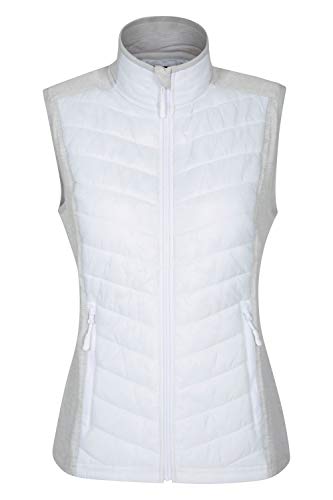 Mountain Warehouse Chaleco Action para Mujer - Cálido e Impermeable - Aislante Acolchado, para Primavera - Bolsillos con Cremalleras - Viajes, Senderismo, Camping Blanco 46 Mountain Warehouse Chaleco Action para Mujer - Cálido e Impermeable - Aislante Acolchado, para Primavera - Bolsillos con Cremalleras - Viajes, Senderismo, Camping Blanco 46