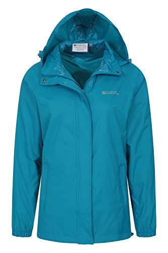 Mountain Warehouse Chaqueta Pakka para Mujer - Chubasquero Impermeable, Chaqueta Informal Plegable, Transpirable, Ligera, Abrigo cómodo para Mujer - para Viajar, Caminar Verdes Aguas Oscuro 38