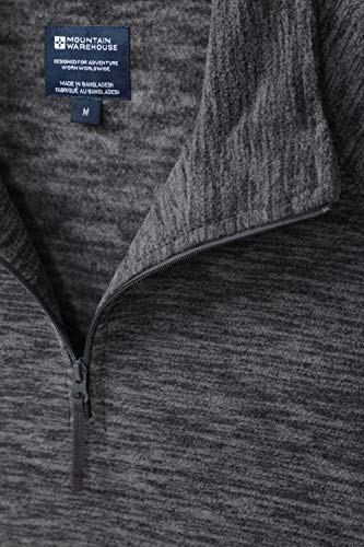 Mountain Warehouse Forro Polar Ligero y Suave Snowdon para Hombres - Caliente, Transpirable, versátil, Secado rápido, Ropa de Viaje, Sudadera Invierno Carbón XS