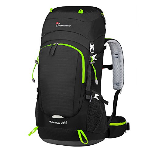 MOUNTAINTOP 50L Mochila de Senderismo Impermeable Multifuncion Mochila de Camping al Aire Libre con Cubierta de Lluvia para Trekking Viajes Montaña Acampada Escalada (Negro) MOUNTAINTOP 50L Mochila de Senderismo Impermeable Multifuncion Mochila de Camping al Aire Libre con Cubierta de Lluvia para Trekking Viajes Montaña Acampada Escalada (Negro)