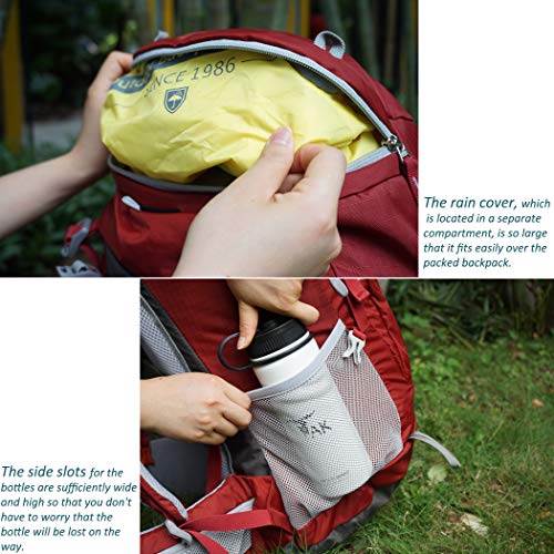 MOUNTAINTOP 50L Mochila de Senderismo Impermeable Multifuncion Mochila de Camping al Aire Libre con Cubierta de Lluvia para Trekking Viajes Montaña Acampada Escalada (Rojo) MOUNTAINTOP 50L Mochila de Senderismo Impermeable Multifuncion Mochila de Camping al Aire Libre con Cubierta de Lluvia para Trekking Viajes Montaña Acampada Escalada (Rojo)