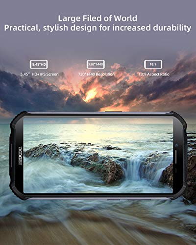 Móviles, DOOGEE S40 Pro Móvil Resistente, 4GB + 64GB(SD 256GB) Android 10 Smartphone 4G de 5.45" HD+ Pantalla, Cámara 13MP+2MP, Cámara Frontal 5MP, 4650mAh Movil Antigolpes, NFC-Negro