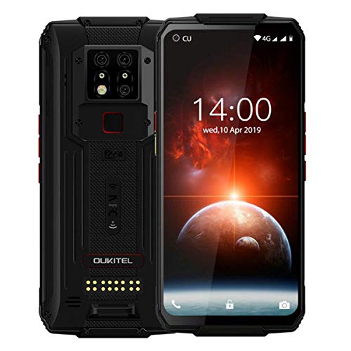 Moviles Resistentes,OUKITEL WP7 6.53"FHD+ 128GB ROM 6GB RAM Telefonos Libres Resistentes 48MP+8MP IR Cámara de Visión Nocturna, 8000 mAh Carga Rápida Helio P90 Dual SIM 4G Rugged Smartphones NFC,Negro