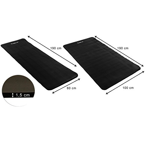 Movit® - Esterilla para Pilates - Sin ftalatos - Largo 190 cm x 100cm - Grosor 1,5 cm - Color Negro Estera de Yoga y Pilates -Colchoneta de Yoga