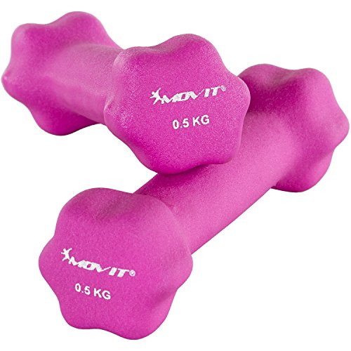 Movit Par de Mancuernas Recubiertos de Neopreno mancuerna de una Mano Pesas de 2 x 0,5 kg Rosa