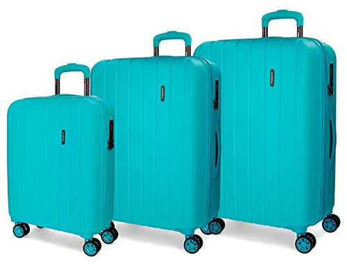 Movom Wood Juego de maletas Azul 55/65/75 cms Rígida ABS Cierre TSA 220L 4 Ruedas Dobles Equipaje de Mano