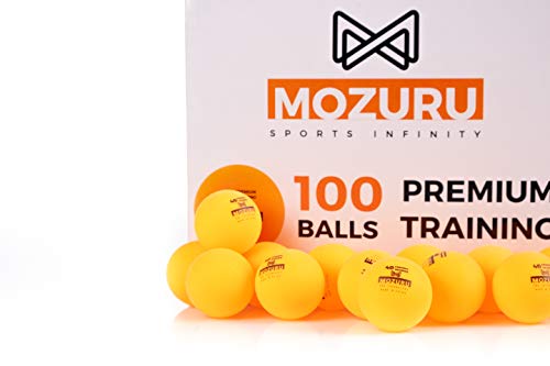 MOZURU Pelotas de Ping Pong Pack 100 Unidades, 100 Pelotas de Tenis de Mesa, Premium Training 40+, Pelotas de plástico Naranja, Material ABS con Costura