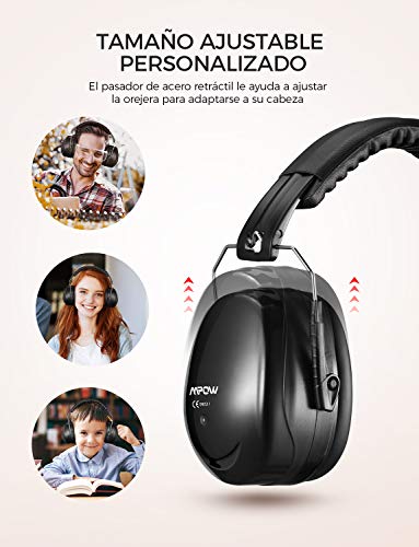 Mpow 035 Orejeras de Protección con 34dB SNR, Cascos Antiruido de Protección Auditiva Plegables para Adultos, Cascos Insonorizacion para Estudiar, Caza, Construcción,con Bolsa Portátil