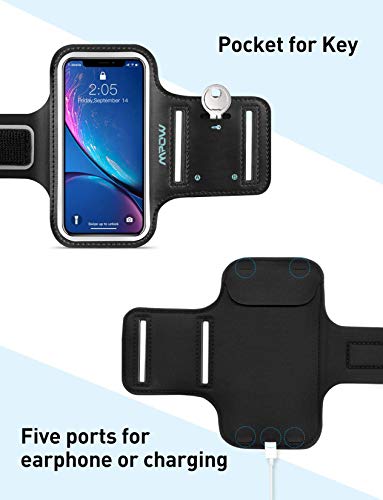 Mpow Brazalete Deportivo para Correr, Antideslizante Contra Sudor, Banda para Brazo con Bolsillito de Llaves, Cables y Tarjetas , Brazalete con Correa de Extensión Adecuado para iPhone 11/XR/XS/ X/ 8/ 7/ 6S/6 y Otros Moviles Inteligentes hasta 6.1 Pulgada