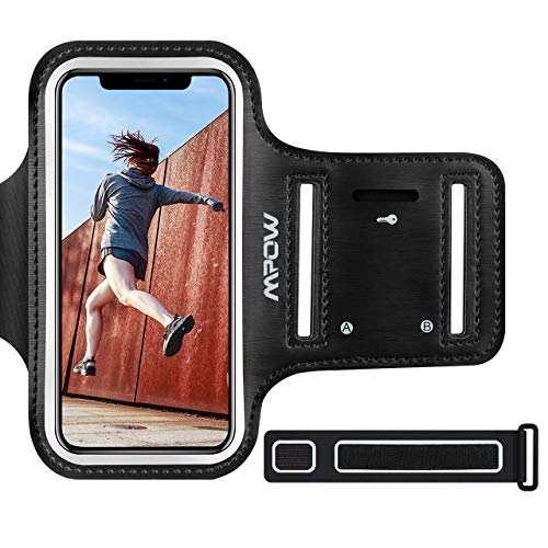 Mpow Brazalete Deportivo para Correr, Antideslizante Contra Sudor, Banda para Brazo con Bolsillito de Llaves, Cables y Tarjetas , Brazalete con Correa de Extensión Adecuado para iPhone 11/XR/XS/ X/ 8/ 7/ 6S/6 y Otros Moviles Inteligentes hasta 6.1 Pulgada