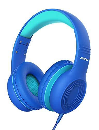 Mpow CH6 Auriculares para niños, Volumen Limitado en el oído Auriculares para niños con Conector de Audio de 3.5 mm para niños, niñas y niños, Auriculares con Cable Ajustable y Plegable con micrófono