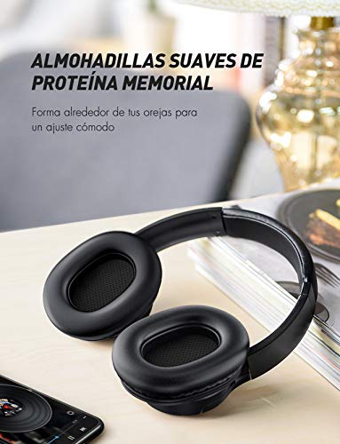 Mpow H7 Cascos Bluetooth Diadema, 25hrs de Reproducir, Hi Fi Sonido, Cascos Bluetooth Inalámbricos con Micrófono Incorporado, Auriculares Bluetooth Diadema para TV, Móvil, PC, Negro