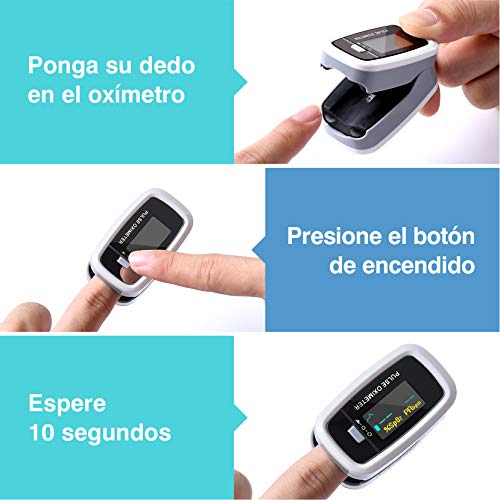 Mpow Oxímetro de Pulso, Pulsioximetro de Dedo, Oximetro Dedo con Pantalla OLED Rotatorio Bicolor, Ajustable de Brillo, Oxímetro Para el Cuidado de la Salud Familiar, Lectura Instantánea