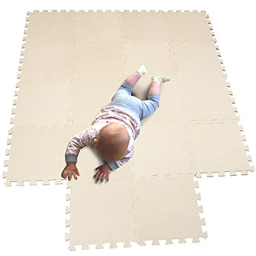 MQIAOHAM Esterilla Puzzle de Fitness-18 losas de EVA Espuma Alfombrilla Protectora Protección para el Suelo para máquinas de Deporte y gimnasios sobre el Piso Fácil de Limpiar Beige 110