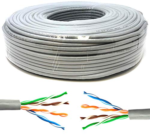 Mr. Tronic 100m Cable de Instalación Red Ethernet Bobina | CAT5E, AWG24, CCA, UTP | Color Gris (100 Metros)