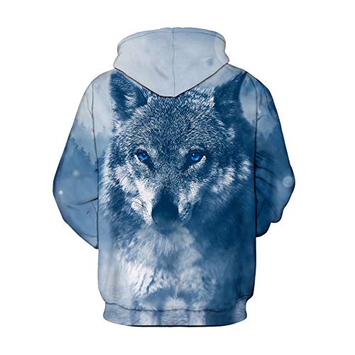 Mr.1991INC&Miss.GO Street Hipster Couple Outfit 3D Wolf Print Sudadera con Capucha Top Prendas De Abrigo