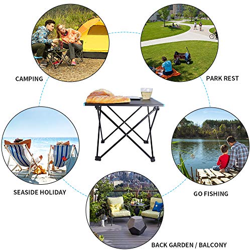 mreechan Mesa de Camping, Mesa de Camping Plegable de Aluminio Liviana portátil con Bolsa de Transporte, Mesa al Aire Libre para Picnic, Playa, Senderismo, Viajes, Pesca mreechan Mesa de Camping, Mesa de Camping Plegable de Aluminio Liviana portátil con Bolsa de Transporte, Mesa al Aire Libre para Picnic, Playa, Senderismo, Viajes, Pesca