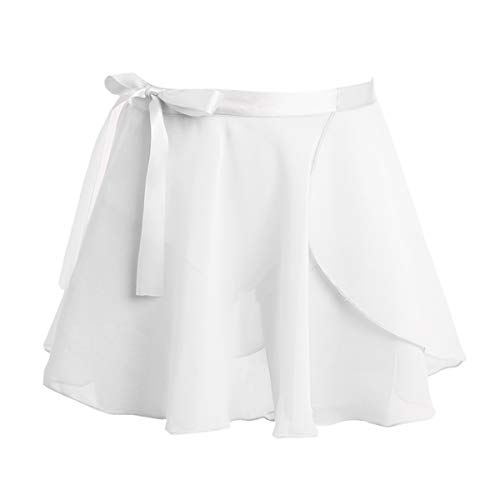 MSemis Falda de Ballet para Niñas Falda Cruzada de Danza Cintura Ajustable Gasa Ligera Ropa Bailarina Patinaje Práctica Clases de Baile Blanco A 8-12 Años MSemis Falda de Ballet para Niñas Falda Cruzada de Danza Cintura Ajustable Gasa Ligera Ropa Bailarina Patinaje Práctica Clases de Baile Blanco A 8-12 Años
