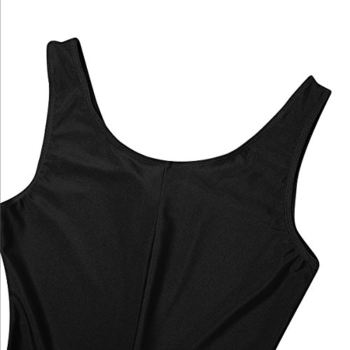 MSemis Mujer Maillot de Danza Ballet Gimnasia Mono Rítmica Leotardo Jumpsuit sin Manga Elástico Body Baile Disfraz Bailarina Negro A Large