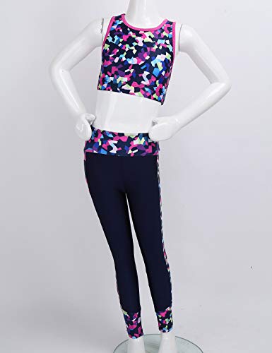 MSemis Niña Conjuntos Deportivos Sujetador+Leggings Largos Ropa de Otoño Elástico Crop Top Bra Top+Leggins para Danza de Ballet Gym Correr Yoga Rosa-Rojo 11-12 años