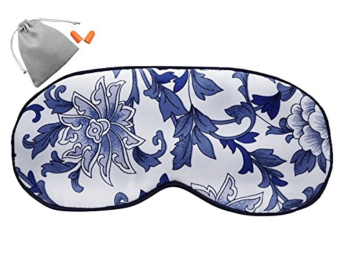 MSSilk - Antifaz para dormir de tamaño extragrande, hecho de seda pura, diseño de brocado, transpirable, con bolsa y tapones para los oídos MSSilk - Antifaz para dormir de tamaño extragrande, hecho de seda pura, diseño de brocado, transpirable, con bolsa y tapones para los oídos