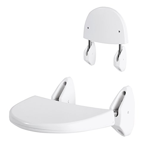 MSV MS095 - Asiento Mural abatible para Ducha, Acero, Color Blanco MSV MS095 - Asiento Mural abatible para Ducha, Acero, Color Blanco