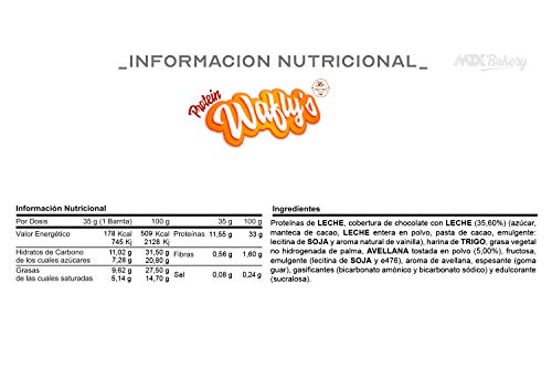 MTX nutrition WAFFLY´S [18 unds. / 35g.] Avellanas -Barritas Proteicas de barquillo. Extra de proteínas cuando y como quieras, para esas personas preocupadas por su estilo de vida y buenos hábitos.