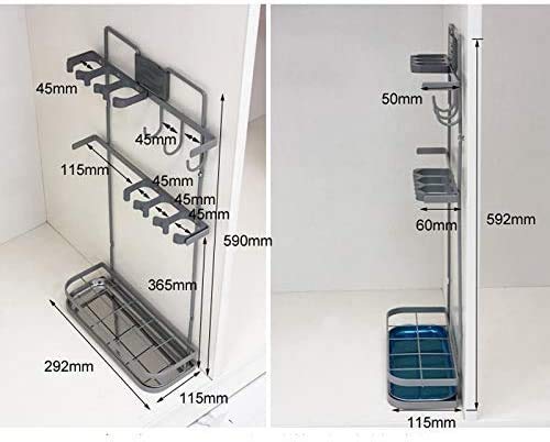 MTYLX Soporte de Paraguas, Soporte de Flores, Bastidor de Alenamiento Paraguas, Soporte de Sombrilla de Piso Casero, Bandeja de Agua de Drenaje,Gris