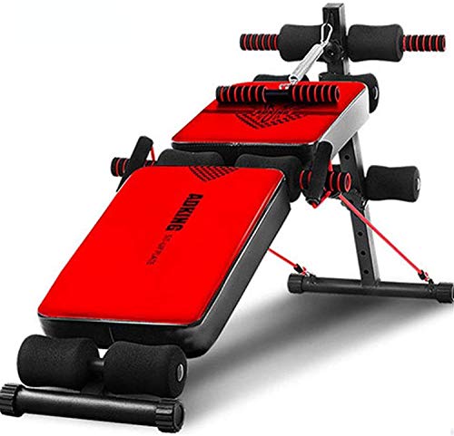 MU Banco de Peso Banco Plegable Inclinado Plano de Inclinación para Entrenamiento de Cuerpo Completo con Asiento Respaldo Más Amplio,Rojo