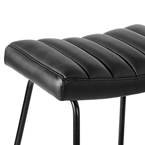 Mueble Cosy Saddlebar Negro – Juego de 2 Bar de Poliuretano con reposapiés – Taburete Acolchado – Altura con Soporte de Metal, Negro, 42 x 38 x 74,5 cm