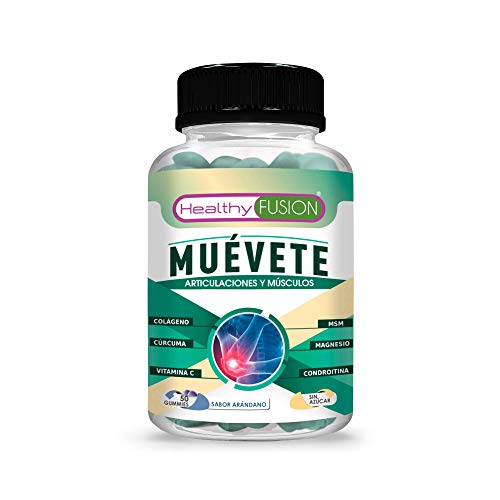 Muévete | Potente antiinflamatorio con acción analgésica | Regenerador articular | Potente cúrcuma + colágeno + magnesio + condroitina + MSM + vitamina C | 50 gummies