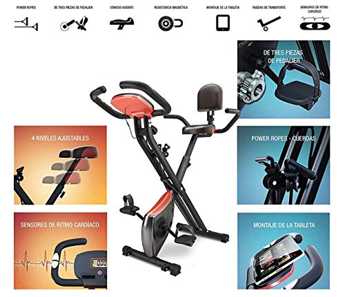 MUGAR Bicicleta Estática X-BIKE MG, Fitness Bike Aerobic Home, silenciosa con pantalla táctil LCd , diferentes resistencias con respaldo (X-BIKE MG)