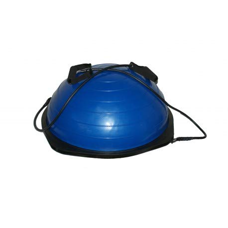 Mugar Semiesfera de Equilibrio con Correas de Resistencia –BOS UP Balance Trainer Fitball – Media Bola Fitness Pilates, Azul, 46x46X10cm (ØxA)