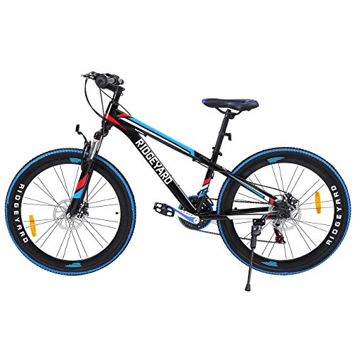 MuGuang 26 Pulgadas de 21 velocidades de Bicicleta MTB Frenos de Disco de Bicicleta de Montaña Unisex para Adulto Mountain Bike (Negro+Azul) MuGuang 26 Pulgadas de 21 velocidades de Bicicleta MTB Frenos de Disco de Bicicleta de Montaña Unisex para Adulto Mountain Bike (Negro+Azul)