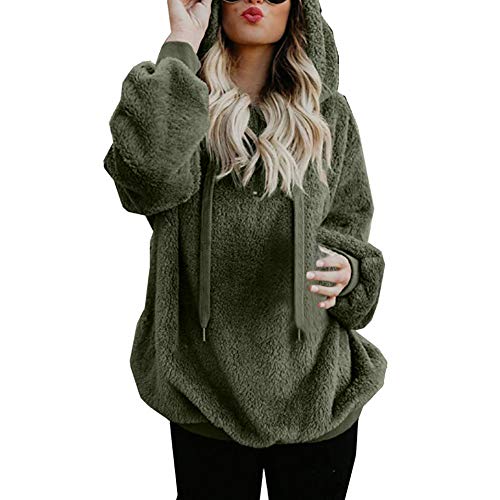 Mujer Caliente y Esponjoso Tops Chaqueta Suéter Abrigo Jersey Mujer Otoño-Invierno Talla Grande Hoodie Sudadera con Capucha riou